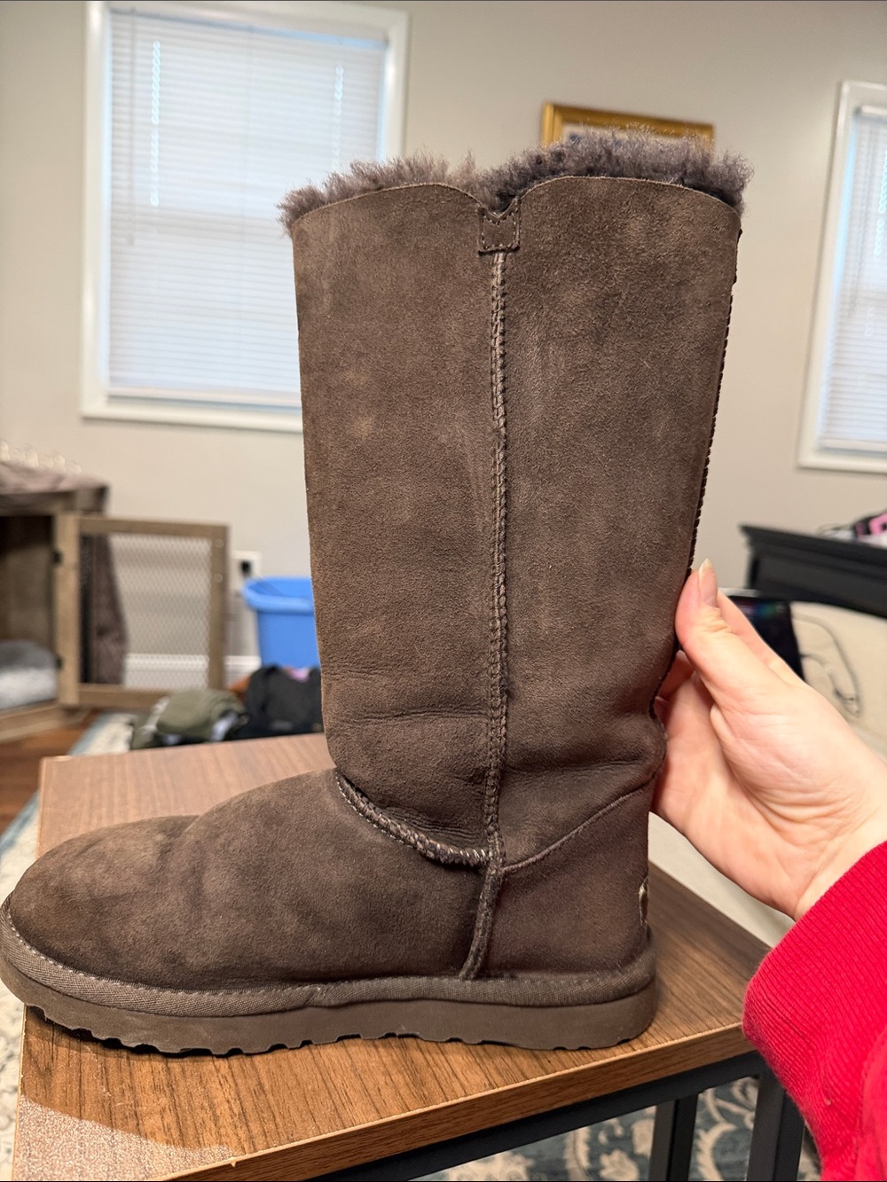 UGG Tall Triple Button Suede Boots in Brown - Picture 8 of 10